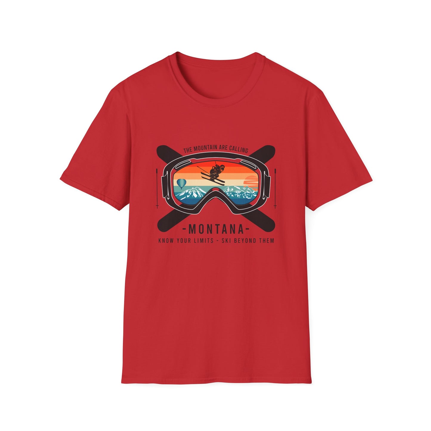 Epic Montana Ski Goggles T-Shirt - Vintage Sunset Mountain Adventure Tee for Skiers & Winter Sports Fans | The Mountain Are Calling