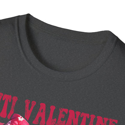 Sassy Anti Valentine's Club T-Shirt: Edgy Pink Skull Bow Tee | Unique Valentine's Day Rejection & Goth Aesthetic Statement Top