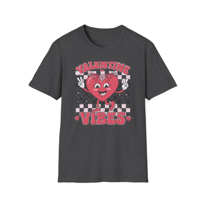 Groovy Valentine Vibes T-Shirt | Adorable Retro Heart Peace Sign Tee with Flower Crown for Valentine's Day