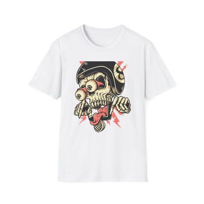 Epic 8-Ball Biker Skull T-Shirt | Spiked Helmet & Popping Eyes Graphic Tee | Unique Grunge Rocker Style Apparel