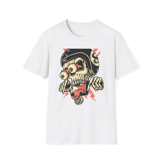 Epic 8-Ball Biker Skull T-Shirt | Spiked Helmet & Popping Eyes Graphic Tee | Unique Grunge Rocker Style Apparel