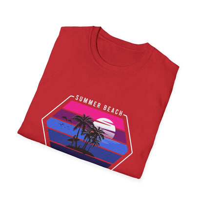 Vibrant Retro Sunset Surfer T-Shirt | Ultimate Beach Paradise Vacation Tee for Summer Lovers