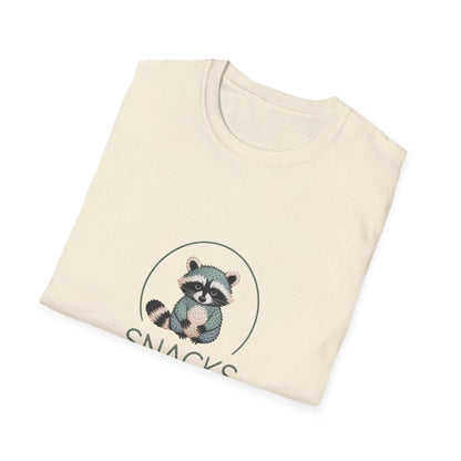 Cute Raccoon "Snacks Over Stress" T-Shirt | Hilarious Anti-Stress Foodie Tee for Ultimate Comfort & Joy