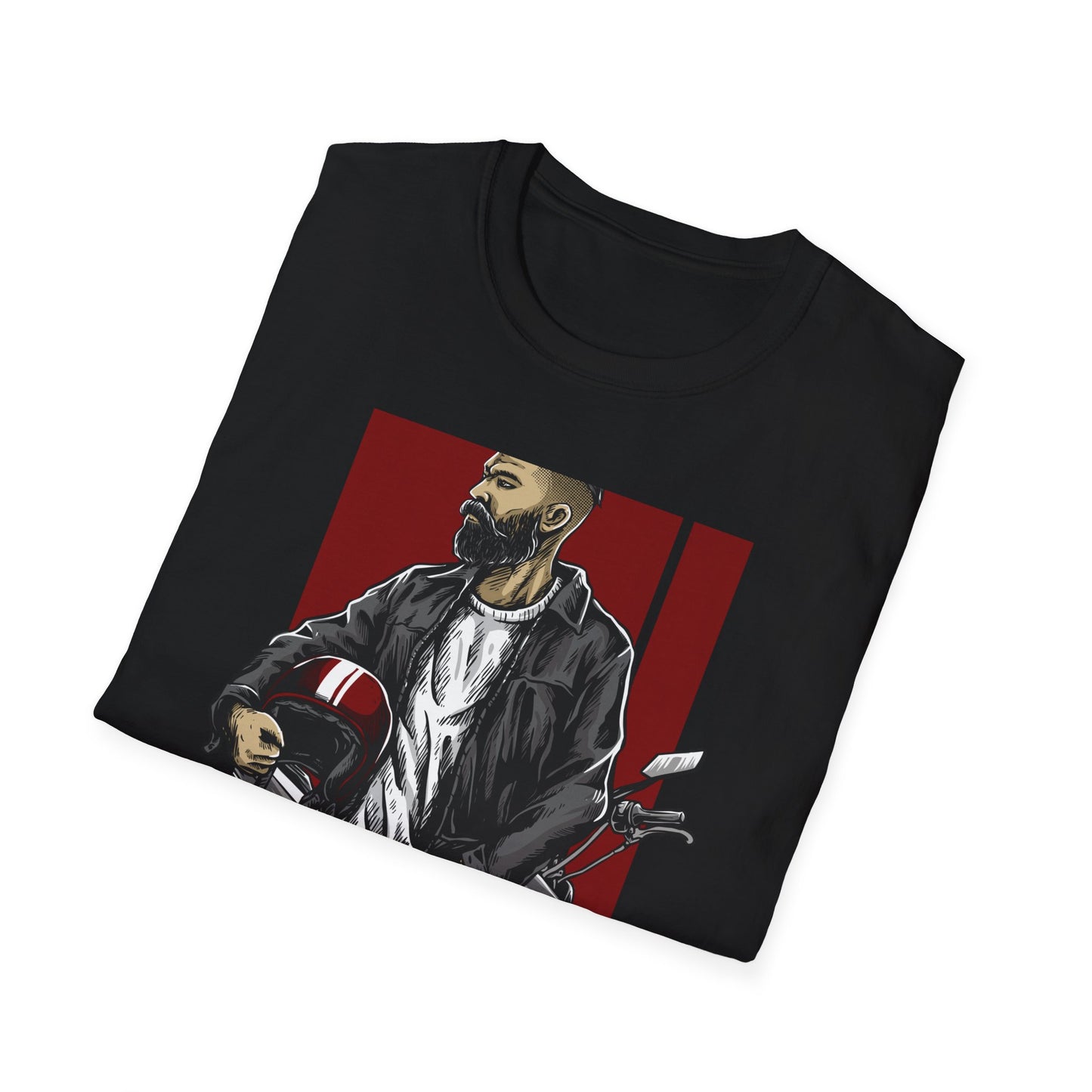 Epic Bearded Biker T-Shirt for Men | Stylish Motorcycle Rider Tee | Cafe Racer Lifestyle | Ultimate Freedom Ride Apparel Gift