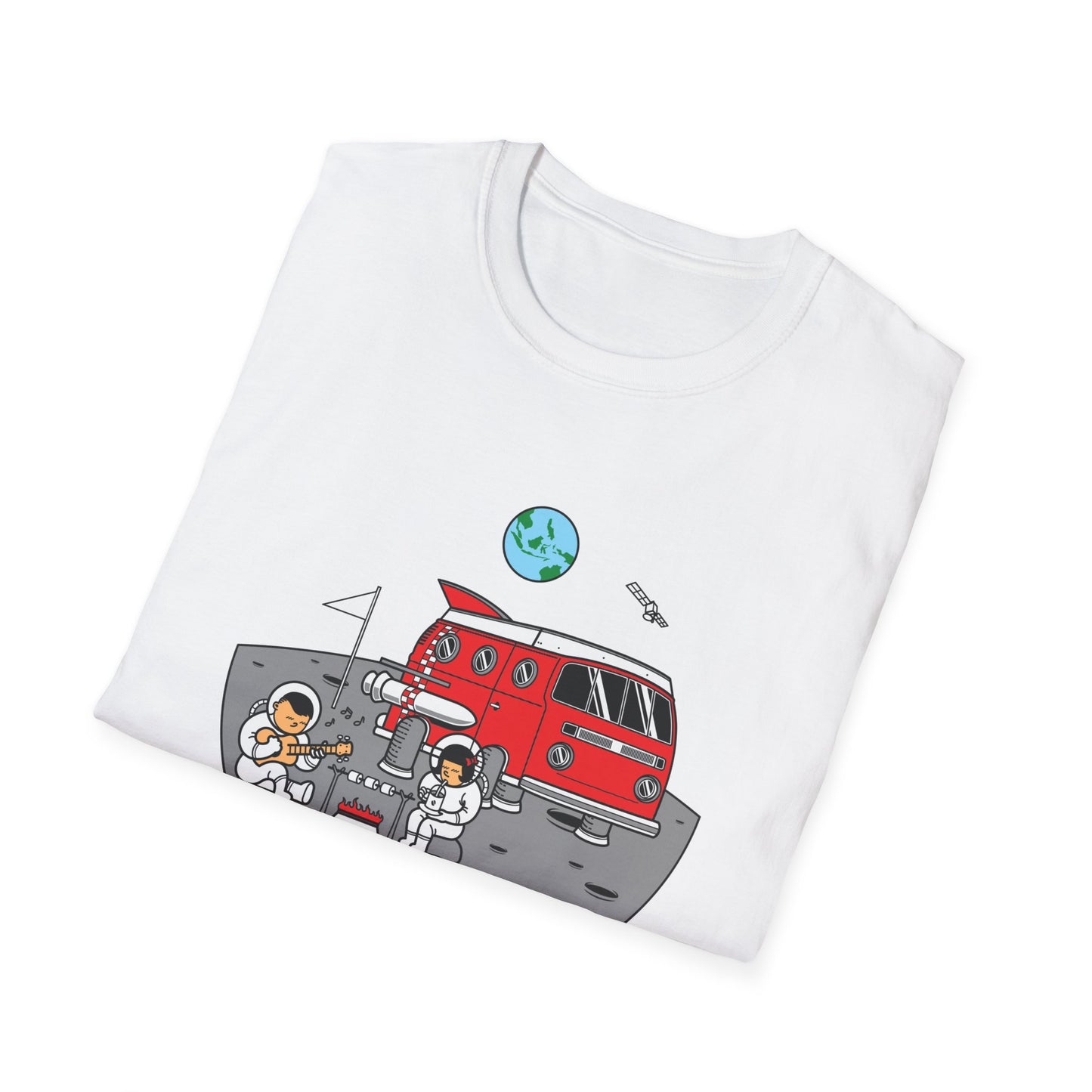 Epic Moon Camping T-Shirt: Astronauts, Space Van & Music Adventure Tee | Unique Cosmic Lover Gift