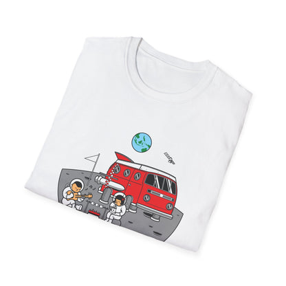 Epic Moon Camping T-Shirt: Astronauts, Space Van & Music Adventure Tee | Unique Cosmic Lover Gift