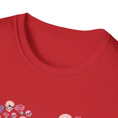 Captivating Goth Skulls & Roses Heart T-Shirt | Edgy 'Love You Till My Lungs Give Out' Tee | Unique Dark Romance Apparel Gift