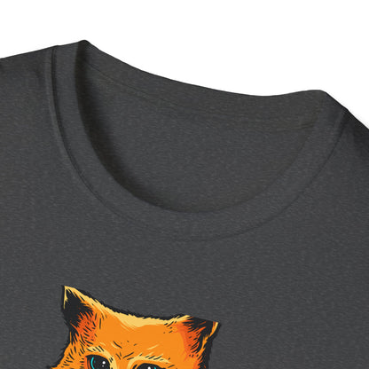 Vibrant Orange Cat & Food Bowl T-Shirt | Adorable Blue-Eyed Feline Lover Tee | Unique Pet Owner Gift Idea