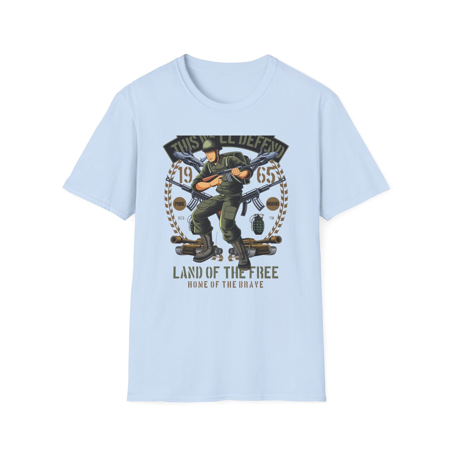 Epic American Soldier "This We'll Defend" T-Shirt | Vintage 1965 Military Veteran Patriot USA Tee