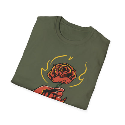Fiery Rose from Hell T-Shirt - Iconic Dark Romantic Gothic Tee with Inferno Hand & 'FROM HELL FOR YOU' | Edgy Style