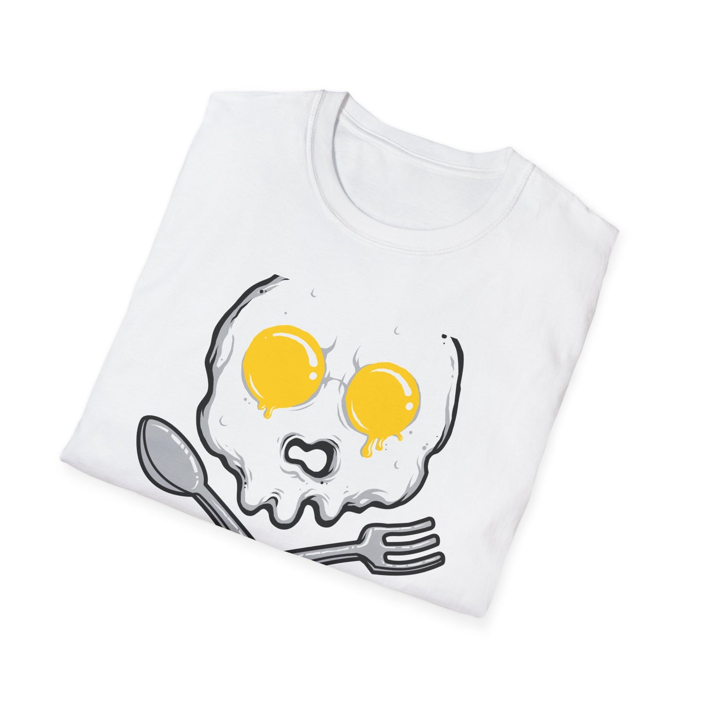 Epic Fried Egg Skull & Cross Utensils T-Shirt | Breakfast Lover & Chef Foodie Graphic Tee