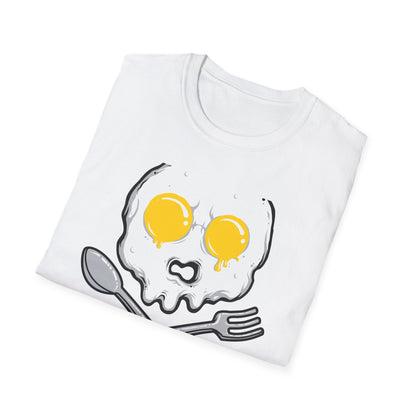 Epic Fried Egg Skull & Cross Utensils T-Shirt | Breakfast Lover & Chef Foodie Graphic Tee