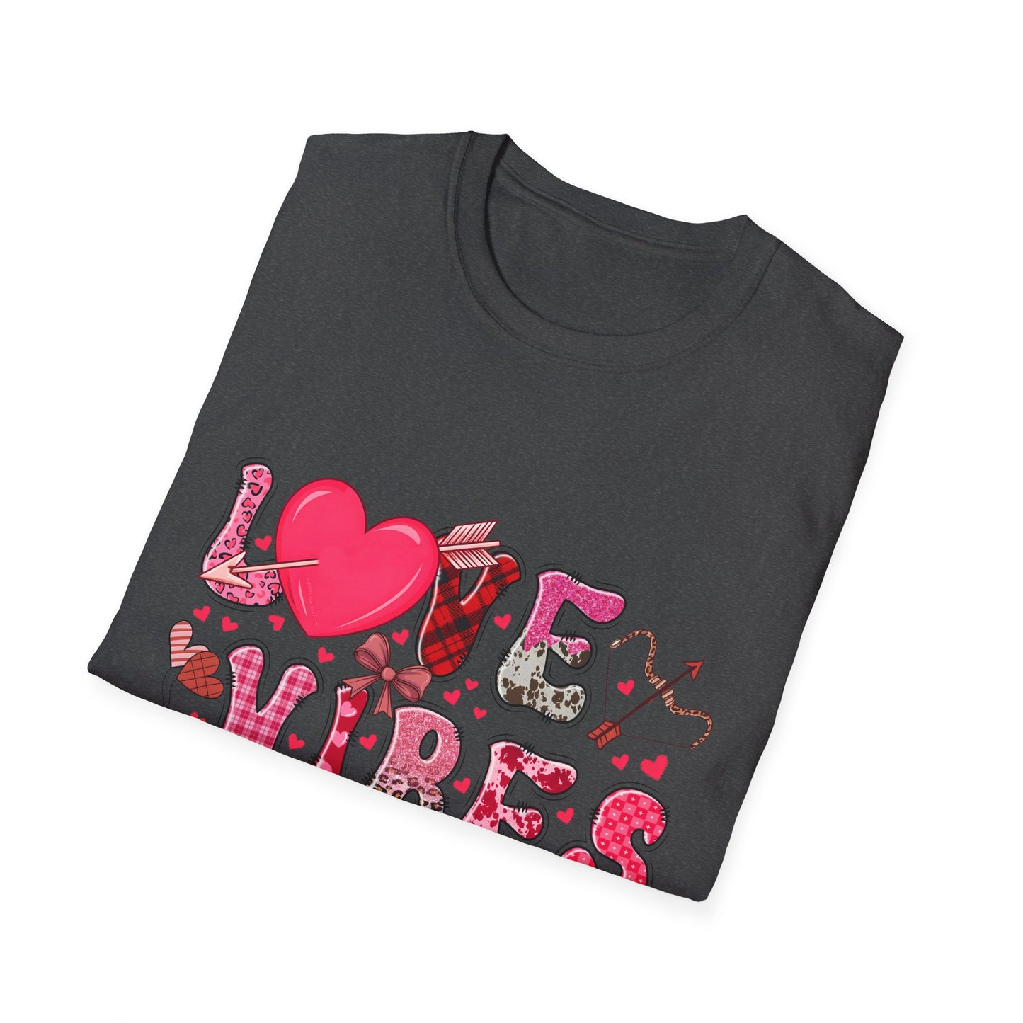 Charming Love Vibes T-Shirt | Trendy Valentine's Day Hearts, Plaid & Leopard Print Tee for Women