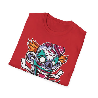 Spooky Zombie Clown Skull T-Shirt - Creepy Horror Fan Graphic Tee for Halloween & Edgy Style