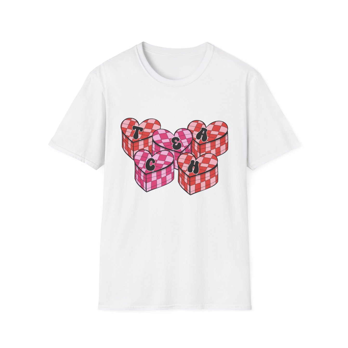 Heartfelt TEACH Hearts T-Shirt | Groovy Valentine's Gift for Educators | Trendy Teacher Appreciation Tee