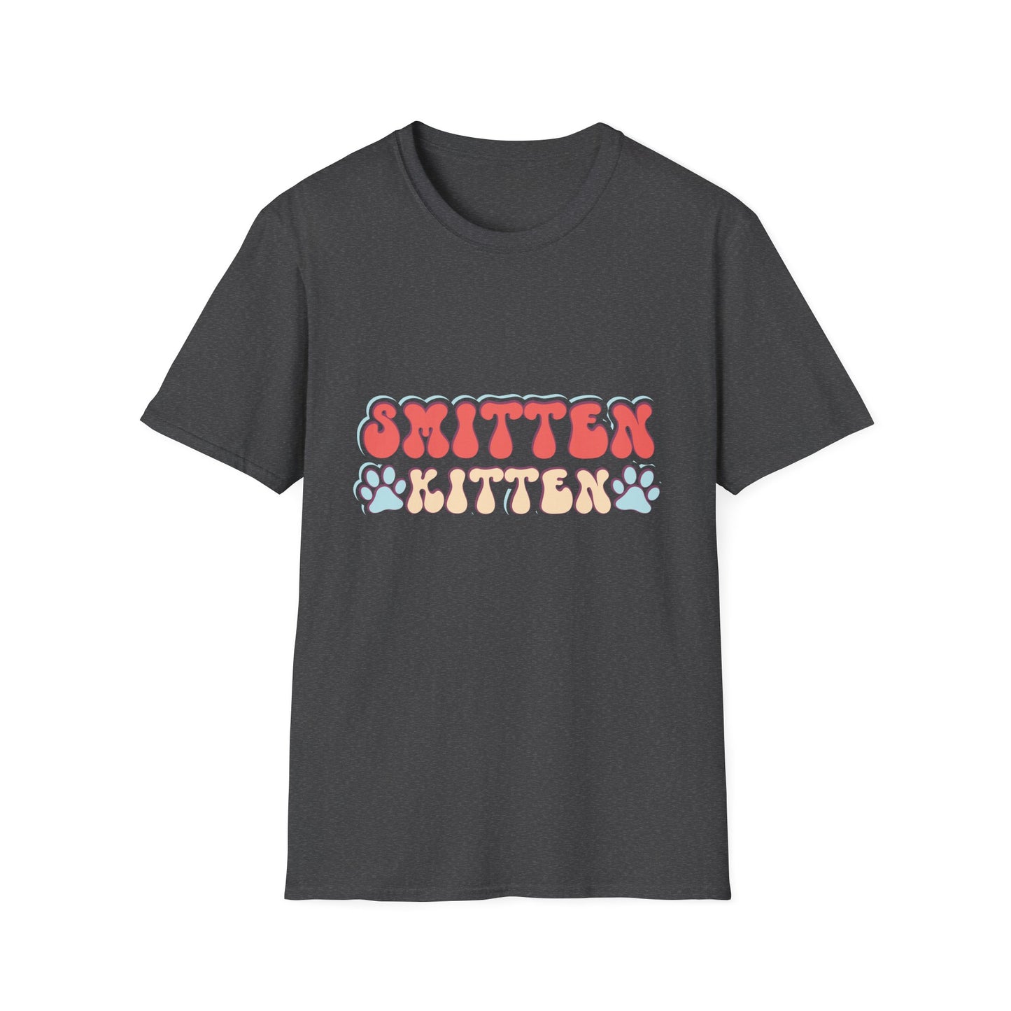 Adorable Smitten Kitten T-Shirt | Groovy Retro Paw Print Cat Lover Tee | Trendy Pet Mom Gift