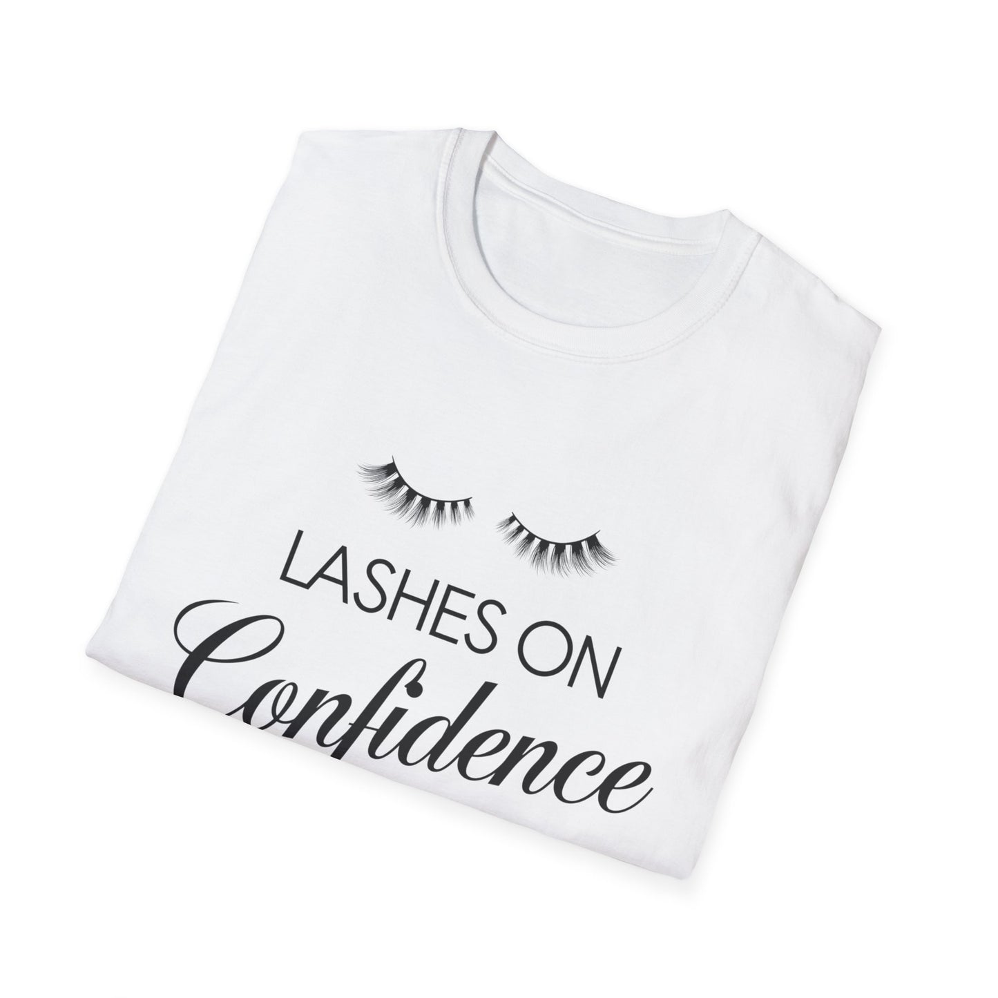 Empowering 'Lashes On Confidence Up' T-Shirt | Chic Lash Lover Tee for Women | Trendy Beauty Queen Gift