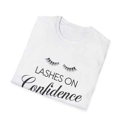 Empowering 'Lashes On Confidence Up' T-Shirt | Chic Lash Lover Tee for Women | Trendy Beauty Queen Gift