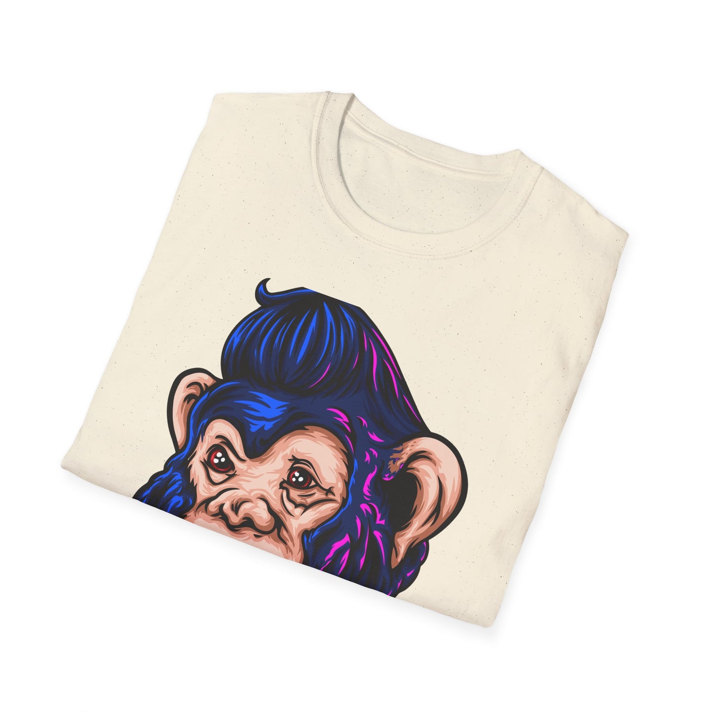 Bold Punk Chimp T-Shirt | Edgy Monkey with Attitude & Rad Pompadour Hair | Unique Streetwear Animal Art Tee