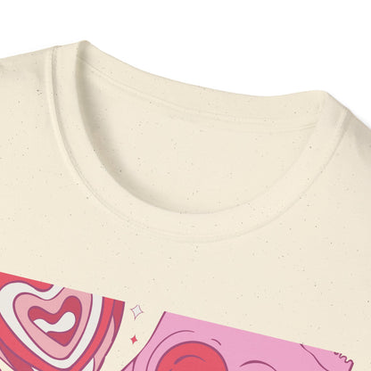 Hey Sugar Retro T-Shirt | Sweet Heart Lollipop & Candy Tee | Valentine's Day Love Gift | Cute Groovy Pink Design for Her