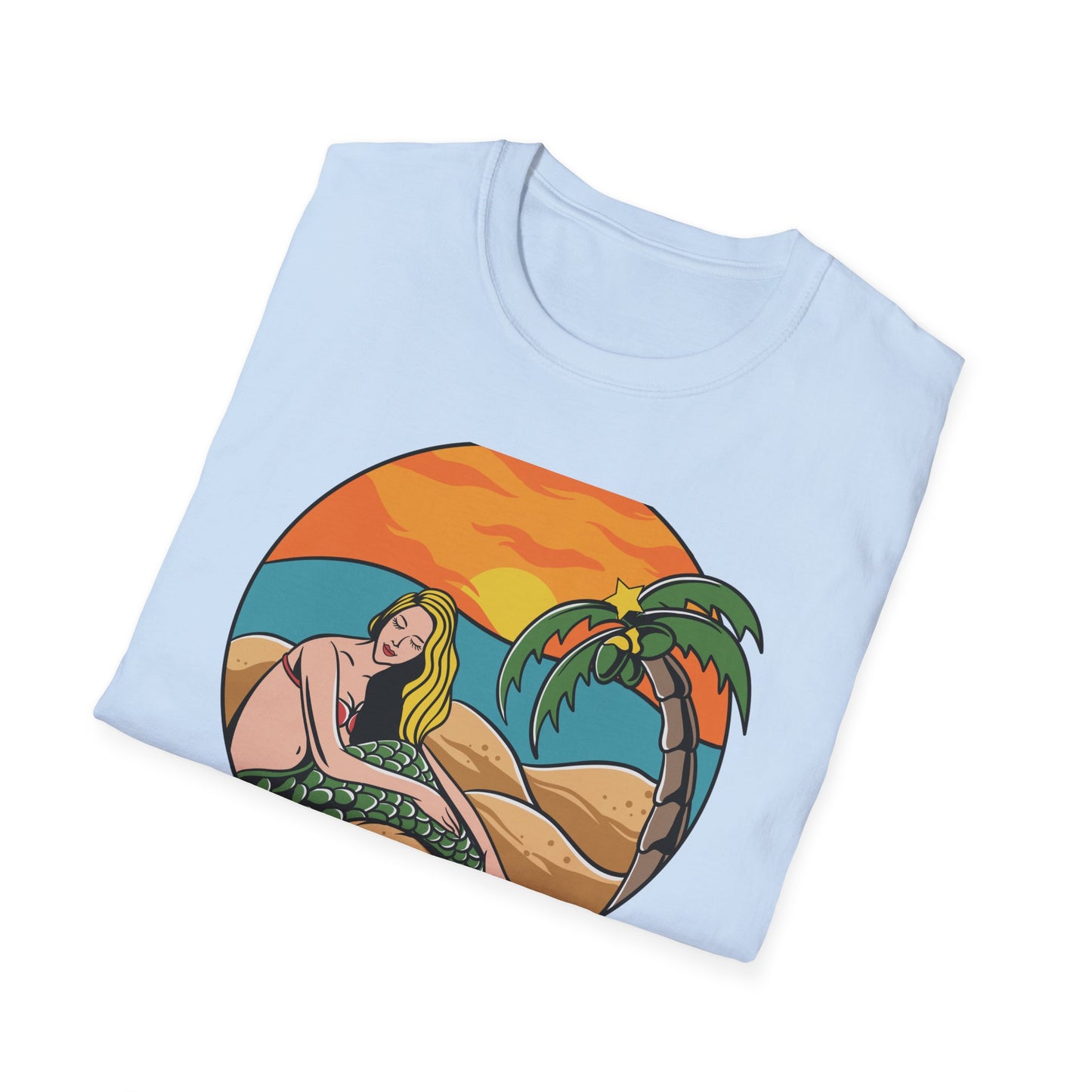 Stunning Mermaid Sunset Beach T-Shirt | Vibrant Tropical Vacation Tee for Women | Dreamy Summer Ocean Vibes