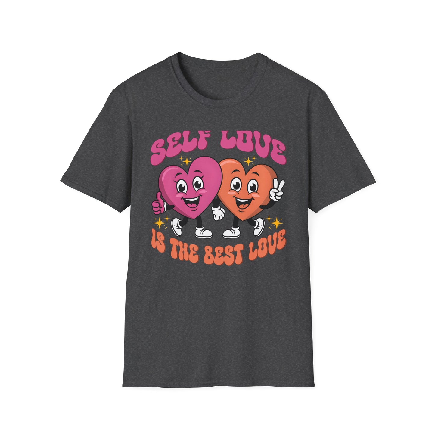 Self Love Is The Best Love T-Shirt | Groovy Cartoon Hearts Tee | Empowering Positive Vibes & Retro Style Gift for Her