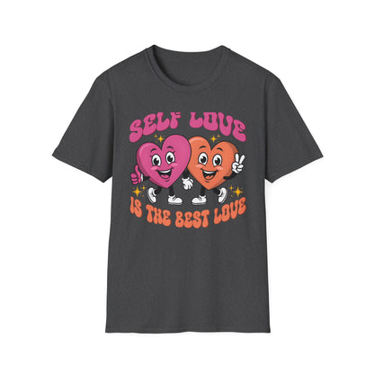 Uplifting Self Love T-Shirt | Groovy Cartoon Hearts Tee | Positive Vibes & Retro Empowerment Apparel