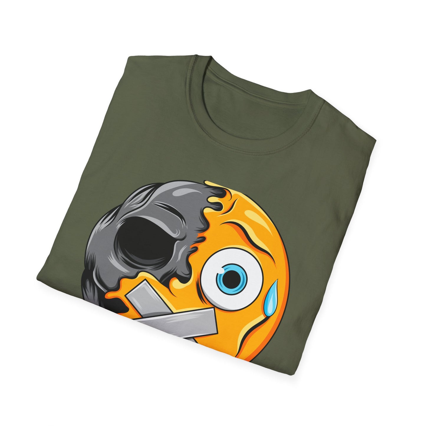 Edgy Melting Skull Emoji T-Shirt | Unique Duct Tape Silent Scream Tee | Bold Expression Wear | Trendy Grunge Aesthetic