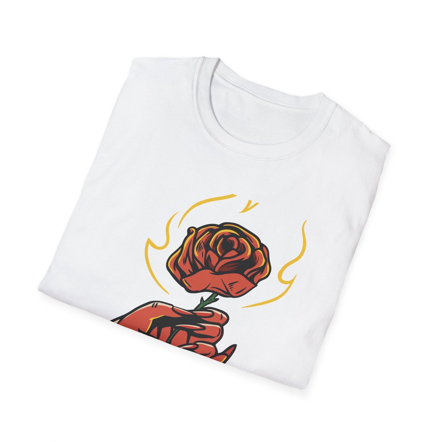 Fiery Rose from Hell T-Shirt - Iconic Dark Romantic Gothic Tee with Inferno Hand & 'FROM HELL FOR YOU' | Edgy Style