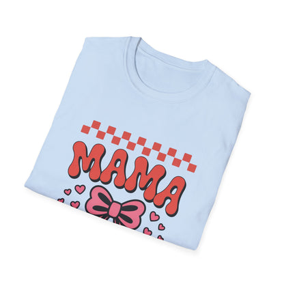 Groovy Mama T-Shirt | Adorable Pink Bow Hearts & Checkerboard | Perfect Mother's Day Gift for Trendy Moms