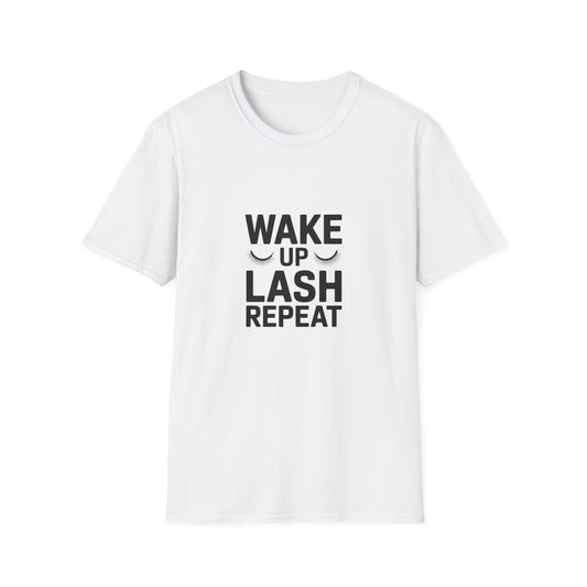 WAKE UP LASH REPEAT T-Shirt | Chic Eyelash Tech & Beauty Lover Tee | Empowering Lash Artist Gift Top