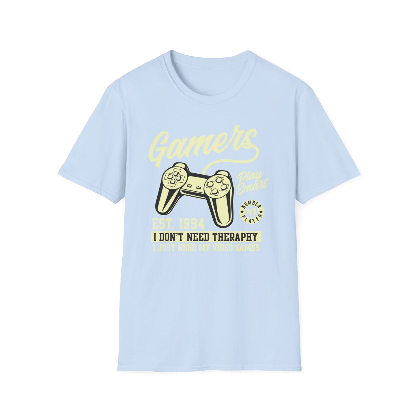 Hilarious Gamer T-Shirt: 'I Don't Need Therapy, Just My Video Games' - Retro Controller Tee for Ultimate Gaming Fans!