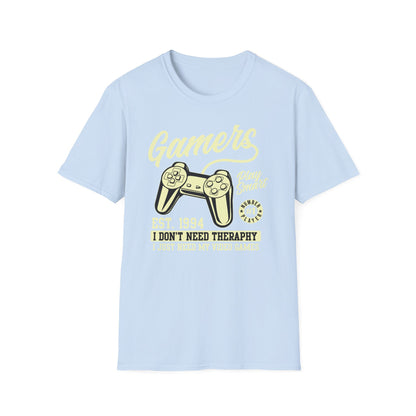 Hilarious Gamer T-Shirt: 'I Don't Need Therapy, Just My Video Games' - Retro Controller Tee for Ultimate Gaming Fans!