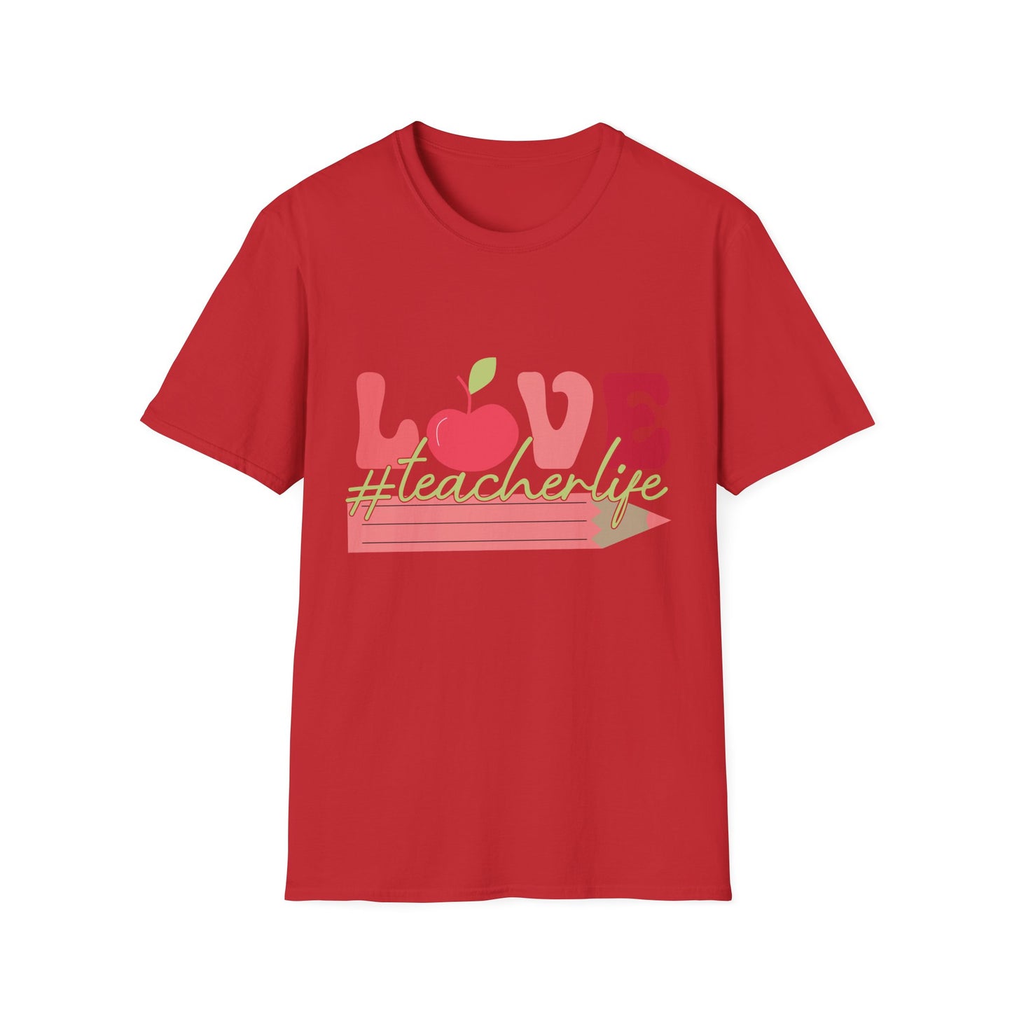 LOVE #teacherlife Apple & Pencil T-Shirt – Adorable & Unique Tee for Educators, Teachers, & School Staff | Perfect Appreciation Gift!