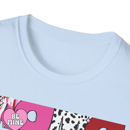 Chic Mama Valentine T-Shirt: Sparkling Cupid, Dalmatian Spots & Be Mine Hearts. Trendy Gift for Moms!