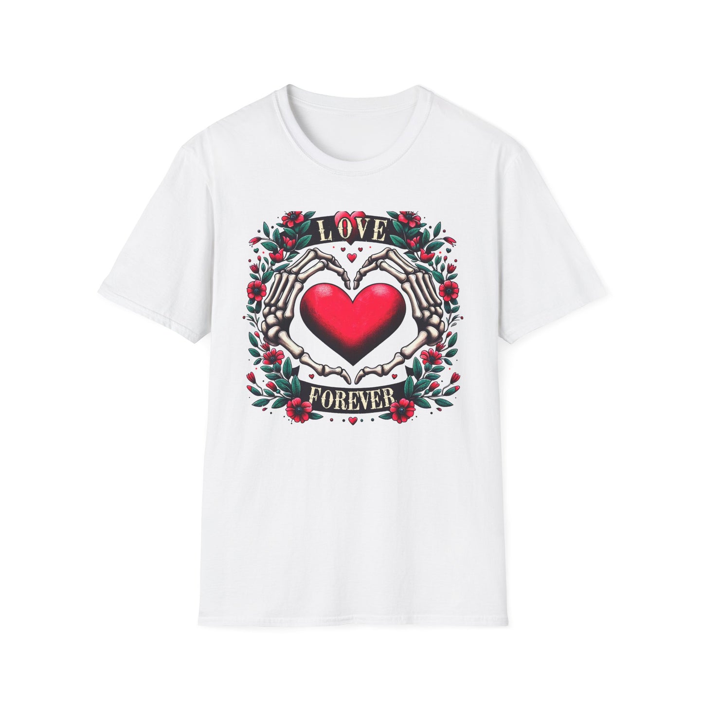 Stunning Love Forever Skeleton Hands Heart T-Shirt | Gothic Romance Till Death Do Us Part Tee | Unique Couple's Gift
