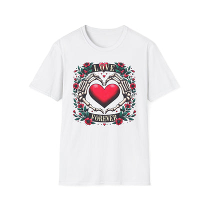 Stunning Love Forever Skeleton Hands Heart T-Shirt | Gothic Romance Till Death Do Us Part Tee | Unique Couple's Gift