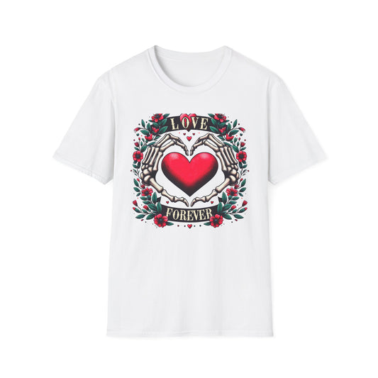 Stunning Love Forever Skeleton Hands Heart T-Shirt | Gothic Romance Till Death Do Us Part Tee | Unique Couple's Gift