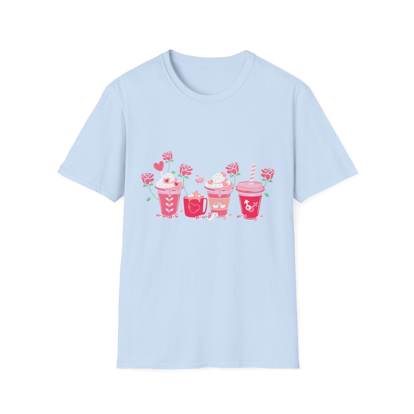 Charming Valentine's Sweet Treats T-Shirt | Adorable Love Drinks & Hearts Tee | Perfect Romantic Gift for Couples & Her