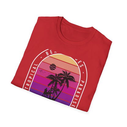 Epic Retro Sunset Hawaii Beach Vibes T-Shirt | Surfer Tropical Paradise Vacation Tee | Island Palm Tree Design Gift