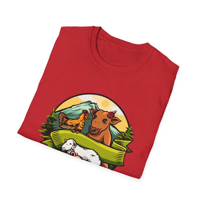 Charming Farm Animal Friends T-Shirt | Adorable Rustic Country Life Tee | Cow, Pig, Sheep & Chicken Design | Nature Lover's Gift