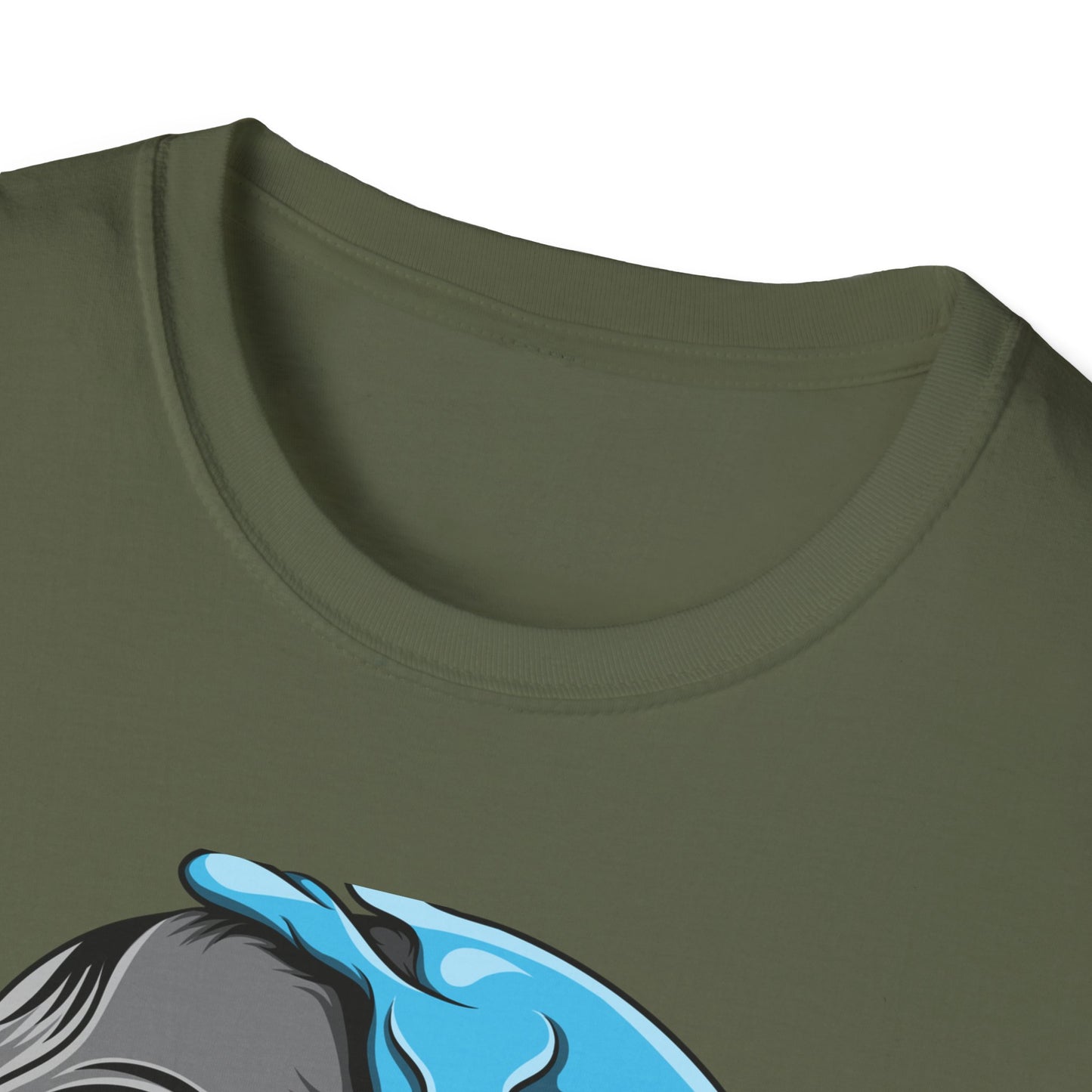 Epic Melting Skull & Blue Cartoon Split Face T-Shirt | Unique Edgy Graphic Tee for Streetwear & Art Lovers