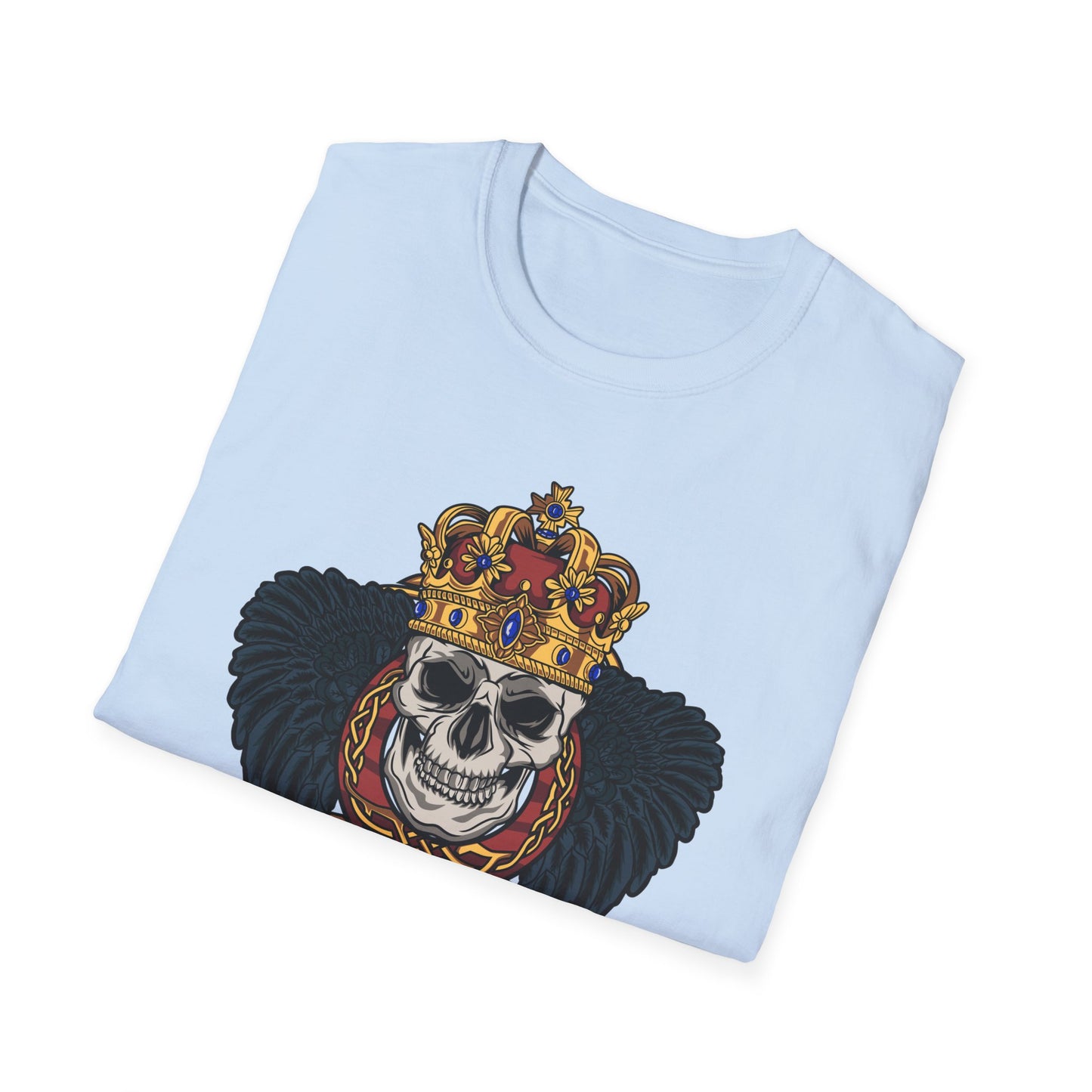 Majestic Regal Skull T-Shirt | Crowned King Skull with Dark Wings & Celtic Knot | Gothic Fantasy Apparel Gift