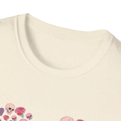 Captivating Goth Skulls & Roses Heart T-Shirt | Edgy 'Love You Till My Lungs Give Out' Tee | Unique Dark Romance Apparel Gift