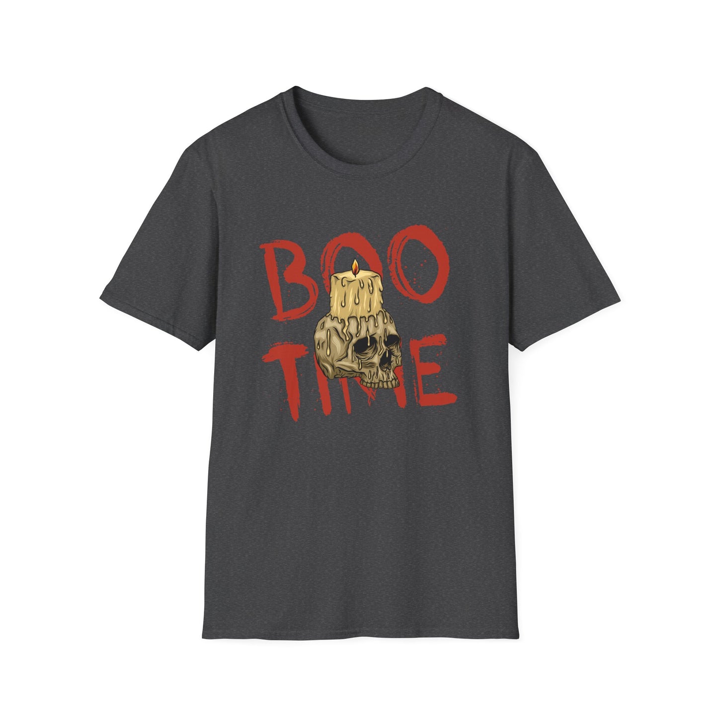 Spooky 'Boo Time' Skull Candle Halloween T-Shirt | Hauntingly Cool Graphic Tee for Men & Women | Unique Gothic Fall Apparel
