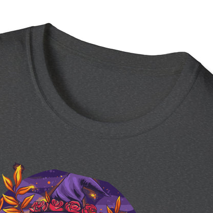 Enchanting Mystical Witch T-Shirt | Women's Fantasy Magic Tee with Cat, Crystal Ball & Roses | Awesome Gift