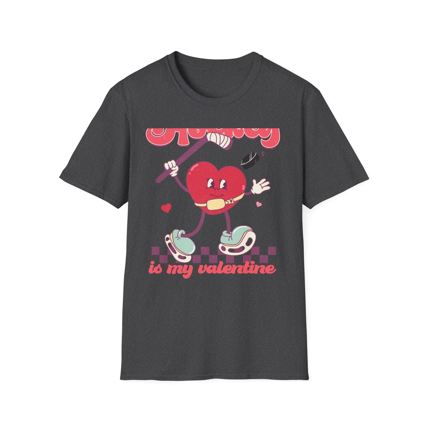 Groovy "Hockey Is My Valentine" T-Shirt | Retro Heart Hockey Lover Tee | Vintage Valentine's Day Sports Fan Gift