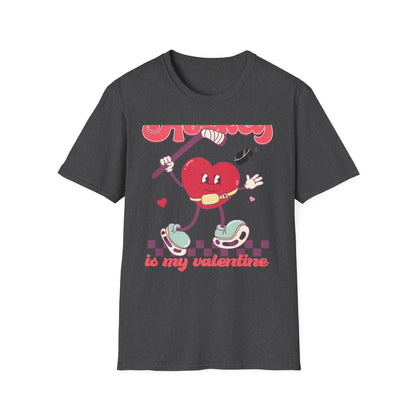 Groovy Hockey Is My Valentine T-Shirt - Cute Retro Heart Hockey Fan Tee - Perfect Valentine's Day Gift for Ice Hockey Lovers