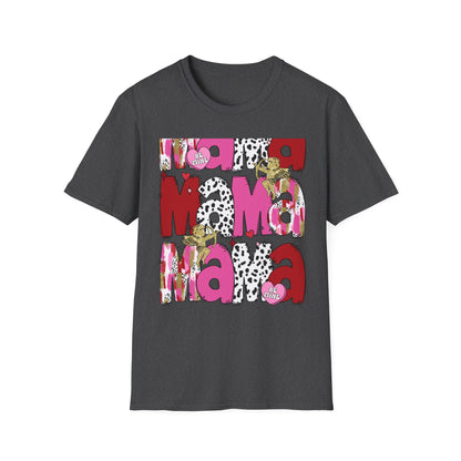 Chic Mama Valentine T-Shirt: Sparkling Cupid, Dalmatian Spots & Be Mine Hearts. Trendy Gift for Moms!