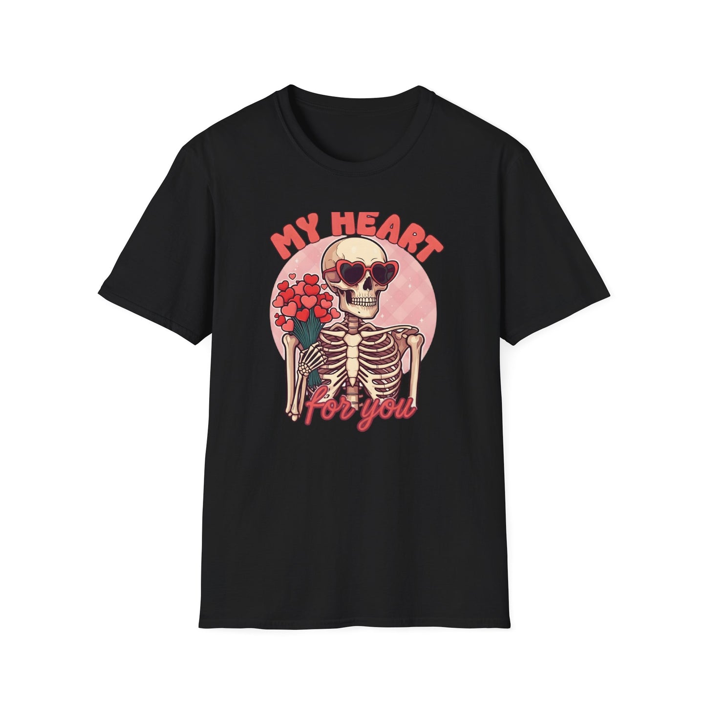 Adorably Spooky 'My Heart For You' Skeleton T-Shirt - Unique Valentine's Day & Romantic Gift Apparel for Couples